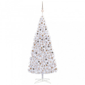 Fehér műkarácsonyfa LED-el és gömbbel 400 cm