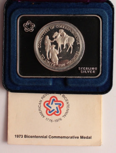 USA ezüst emlékérem Ag.925 1 uncia - Függetlenségi háború 200 éve 1973