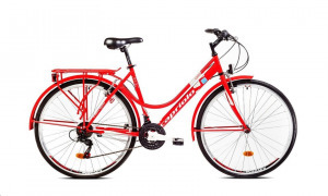 Gyönyörű, piros színű, női városi kerékpár
