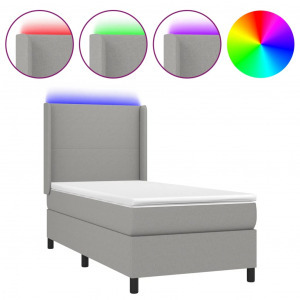 világosszürke szövet rugós és LED-es ágy matraccal 80 x 200 cm (3138109)