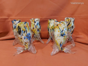 Régi üveg poharak hal formájú asztali dísz színes eladó !