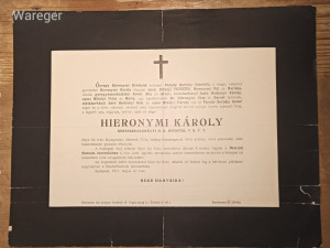 Hieronymi Károly külügyminiszter gyászjelentése