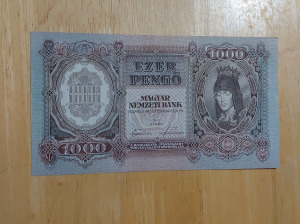 1943-as ezer pengős bankjegy (F-065-058021)