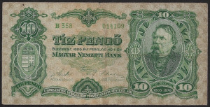 10 pengő 1929 VG  1 ft-ról