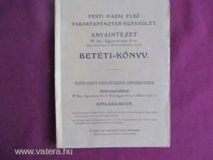 Pesti Hazai Első takarékpénztár-Egyesület betétkönyv, Anyaintézet, IV. Egyetem utca 2.