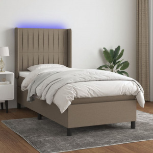 tópszínű szövet rugós és LED-es ágy matraccal 90x190 cm