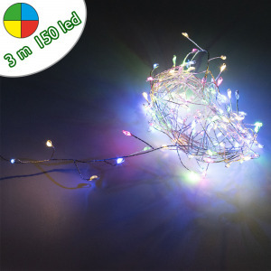 Karácsonyi drótos LED fényfüzér - multicolor, 150 ledes / 3 m