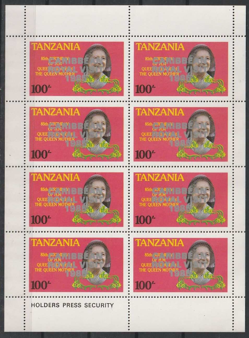 Tanzánia Királyi Család Postatiszta Blokk