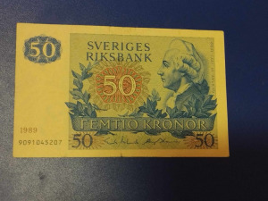 Svédország  50 korona  1989  F
