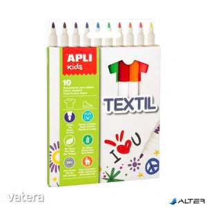 Textilmarker, 2,9 mm, APLI Kids Textil, 10 különböző szín