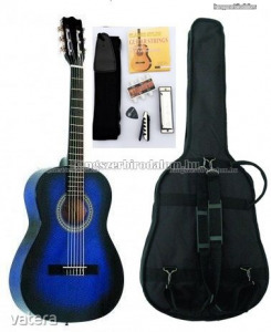 MSA kék klasszikus balkezes gitár sok kiegészítővel, CK 120 L