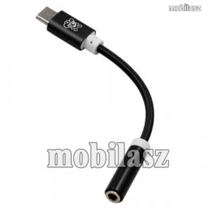 HAT PRINCE USB Type-C / 3,5mm Jack audio adapter kábel - FEKETE