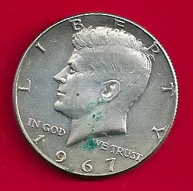 1967. USA Kennedy half dollár.