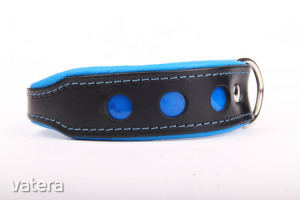 NEO fényvisszaverő bőr nyakörv - Kék - 40mm x 55cm