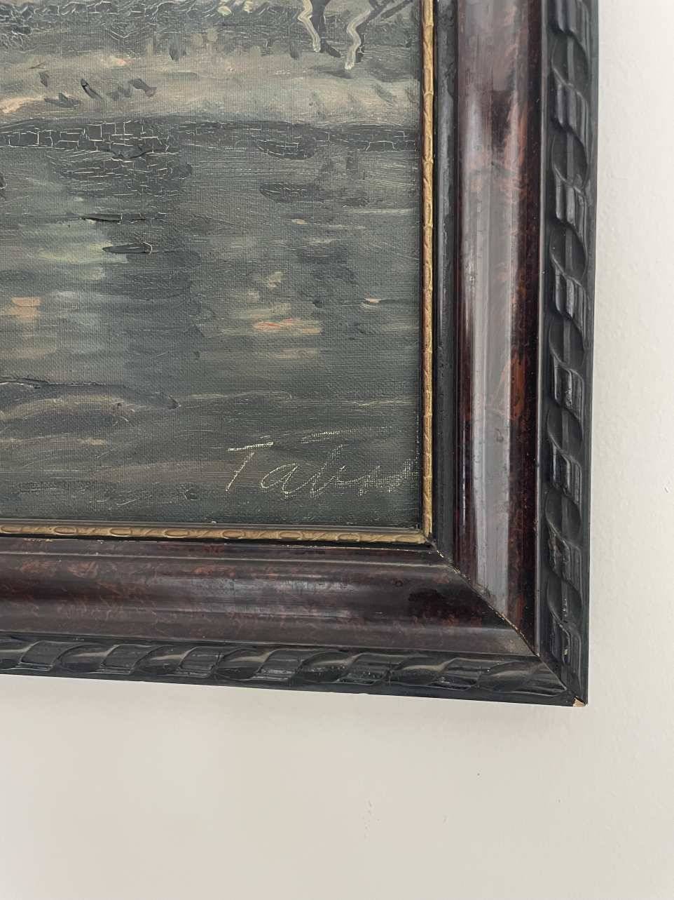 Szép, régi, kvalitásos , olaj-vászon tájkép  --  jelzett  --  1 Ft-ról!
