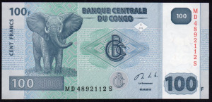 Kongó 100 frank UNC 2013