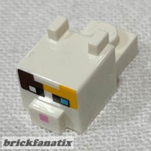 Lego Creature Head Pixelated with Ears, Nose, and Face with Dark Brown and Bright Light Orange Sp...