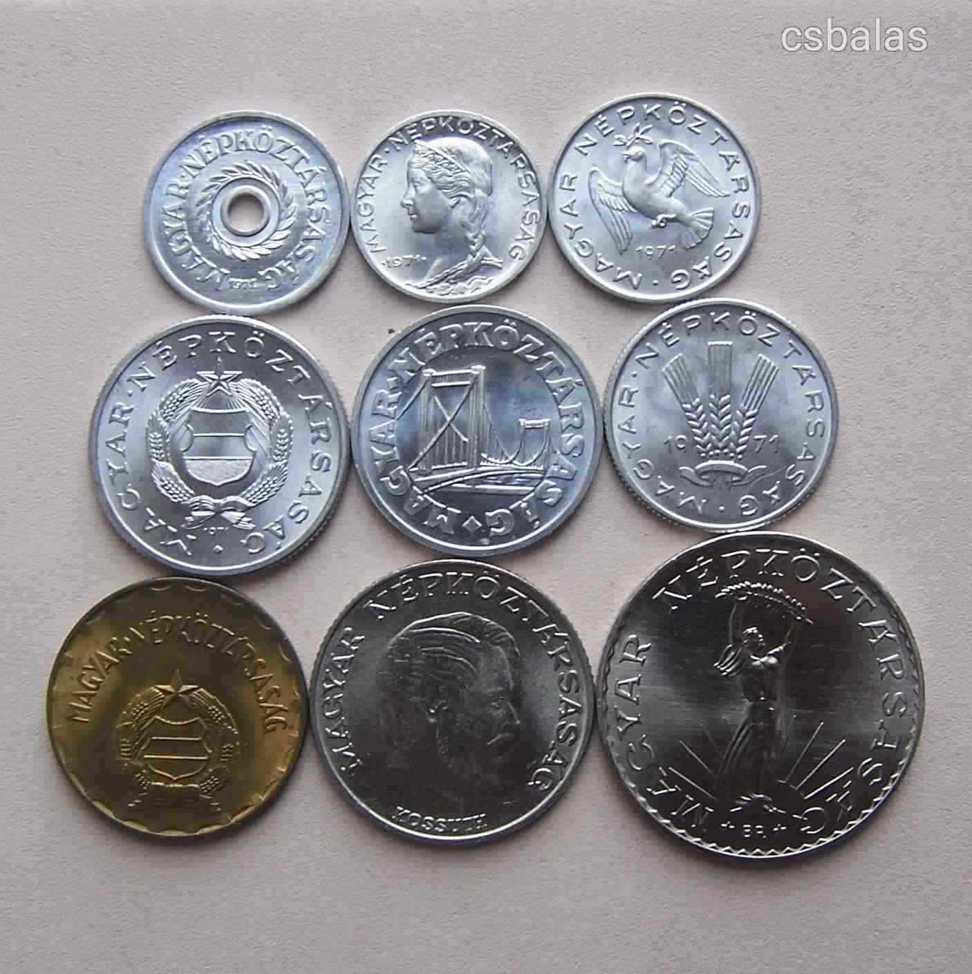 Magyarország 2 Fillér - 10 Forint TELJES SOR 1971 UNC / Részlethiányos 10 forintossal / Ritka R!
