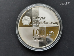 PP 1974. évi 50 éves a Magyar Nemzeti Bank Proof 100 Forintos ezüst