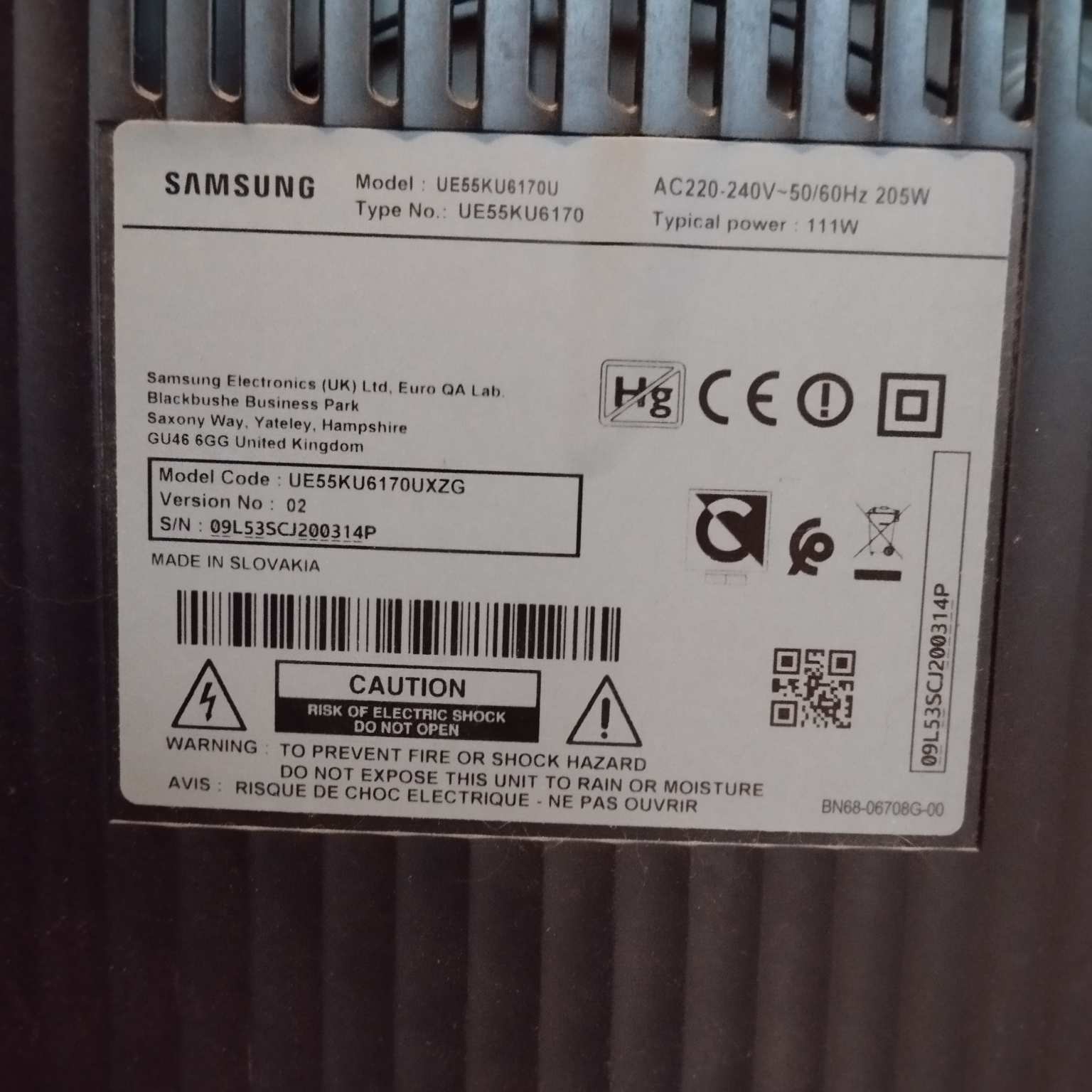 140 cm-es ívelt Samsung UE55KU6170U 4K-s okos TV lencse hibával eladó