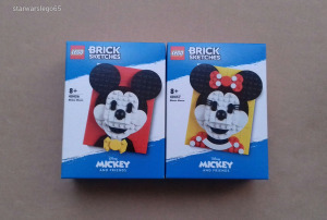 Új, BONTATLAN  LEGO Brick Sketches DISNEY 40456 MIICKEY MOUSE + 40457 MINNIE MOUSE