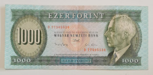 1000 forint bankjegy &OpenCurlyDoubleQuote;D&rdquo; (1993 december 16.) (VF). 1 Ft-os licit! (89) Kép