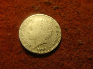 Spanyol ezüst 50 centimos 1894 ritka!