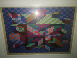 Victor Vasarely - Op - Art, gyönyörű, nagyméretű modern absztrakt szitanyomat-1 Ft! Nincs minimálár!