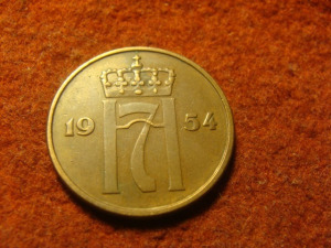 Norvégia bronz 5 öre 1954      35/43