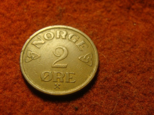 Norvégia bronz 2 öre 1957     35/22