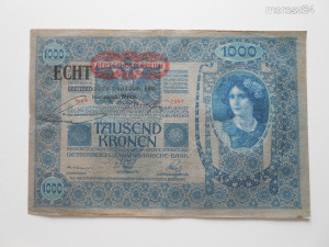Extraszép, egyszer hajtott 1000 korona 1902 ECHT bélyegzéssel