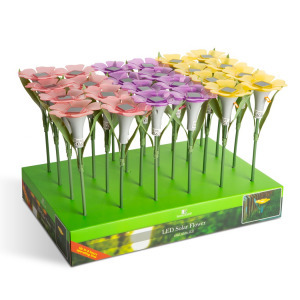 Leszúrható szolár virág - 3 szín - 30 x 10 cm - fehér LED 24K