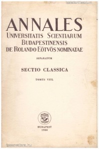 Annales Univ. Sci. Budapestinensis ... tom. VIII.