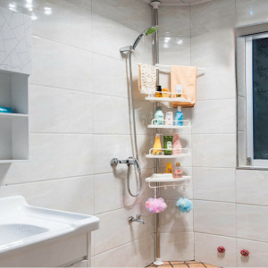 Zuhanypolc Fürdőszobapolc sarok polc teleszkópos zuhanyzó polc konyha nappali tároló