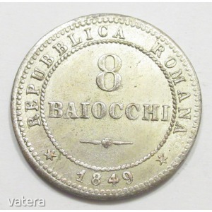 Vatikán, 8 baiocchi 1849 aUNC+, 3.90g200