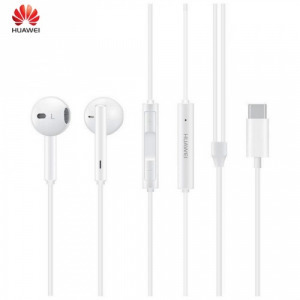 Huawei CM33 gyári headset sztereó (Type-C, mikrofon, felvevő gomb, hangerőszabályzó) FEHÉR