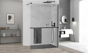 Arlo Plus Black Walk-In Nano zuhanyfal 130 cm, 8 mm vastag vízlepergető biztonsági üveggel, feket...