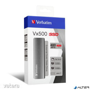 SSD (külső memória), 480 GB, USB 3.1, VERBATIM 'Vx500', szürke