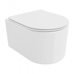 Noa White perem nélküli mély öblítésű ovális fali WC, tető nélkül