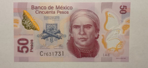 Mexikó 50 peso 2019 UNC polimer AE széria