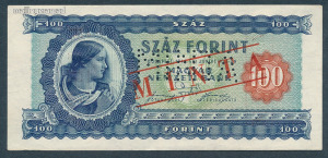 100 forint 1946 MINTA lyukasztott és bélyegzett UNC
