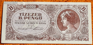 1946 -os ropogós Tízezer ( 10000 ) B.-Pengő bankó Ritkább (L0534)