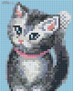 Pixel szett 1 normál alaplappal, színekkel, cirmos cica (801233)