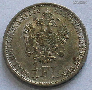 Ferenc József ezüst 1/4 florin 1862 V Velence R!