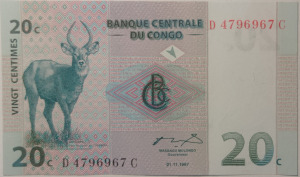 Kongó Kongói Demokratikus Köztársaság 20 centime 1997 UNC