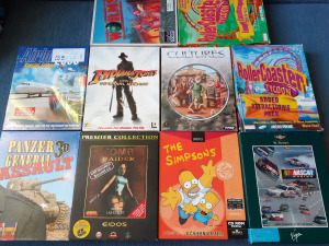 Roller Coaster Kieg.,Simpsons,Indiana J.,Tomb Raider1,Worms,Cultures,Airbus,Panzer G. DOBOZOS PC j