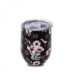 Cool Pac Drink & Go utazóbögre / duplafalú fém pohár - 350 ml - Helen fekete virágos