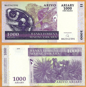 Madagaszkár 1000 Ariary bankjegy (UNC) 2004