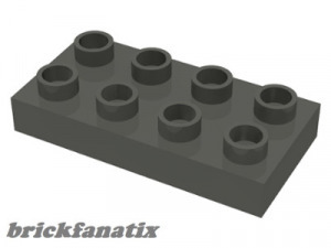 Lego Duplo, Plate 2 x 4 x 1/2 (Thick), Dark gray ( Old dark gray )