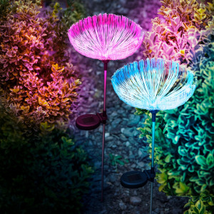 Száloptikás szolár medúza - 80 cm - színes LED 24K